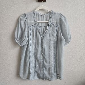 Mine Light Blue Blouse with Lace Details